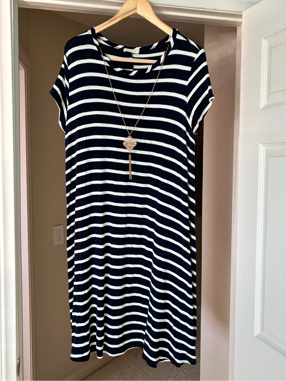 Pinc Navy and White Striped Dress